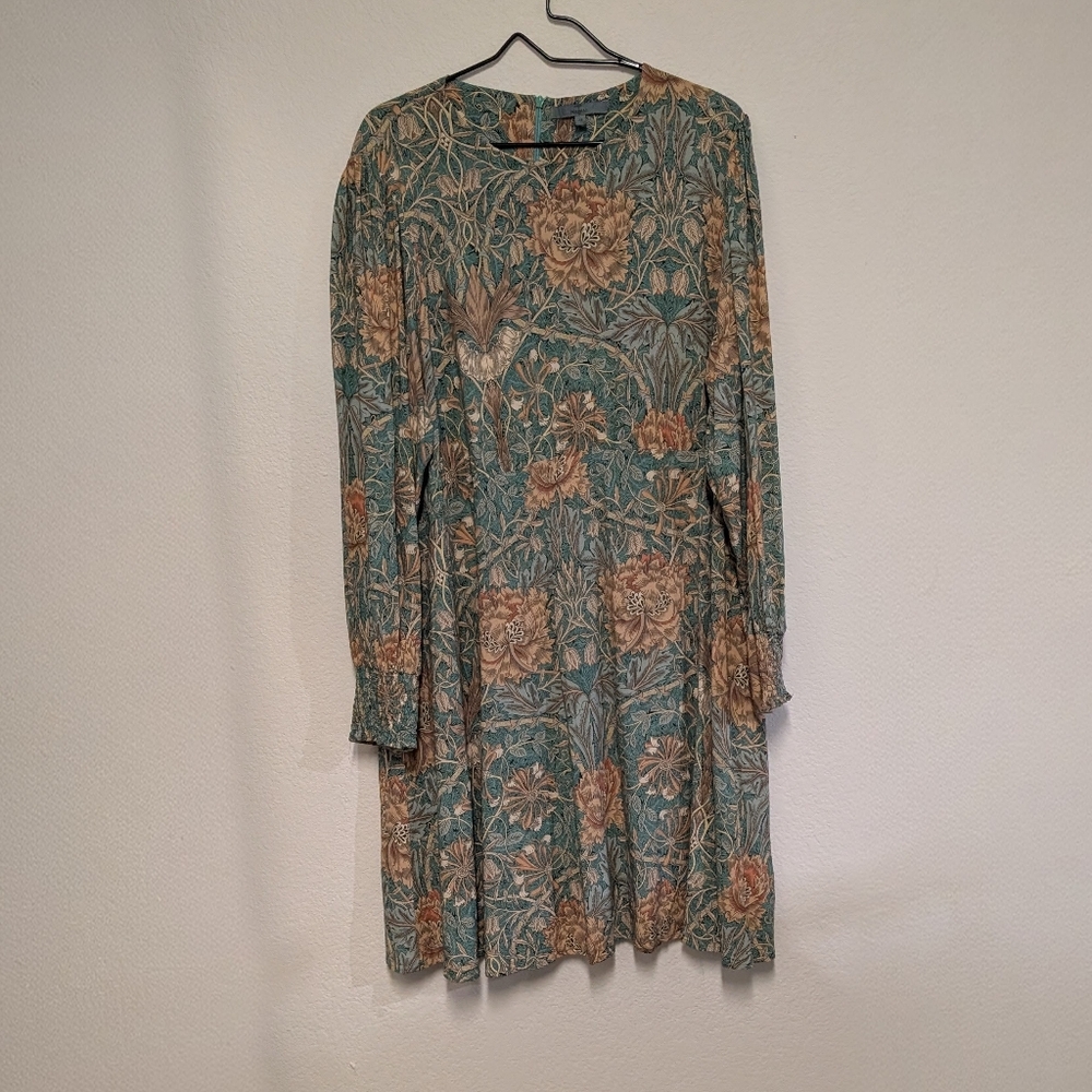 Next Green and Brown Floral Long Sleeve Dress
